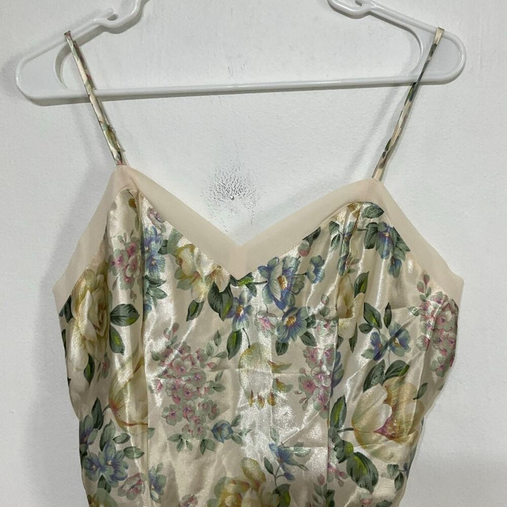 VTG 90s Lingerie Cacique Satin Floral Bodysuit Teddy Size Medium - Picture 4 of 7